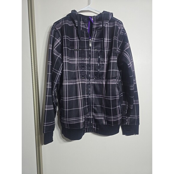 M Empyre Skate Style Sweater Jacket Hoodie Plaid Vintage Zip Up DISCONTINUED - Picture 1 of 11